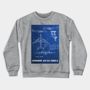 Vintage Blueprint of Antonov AN 225 Mriya Aircraft Crewneck Sweatshirt